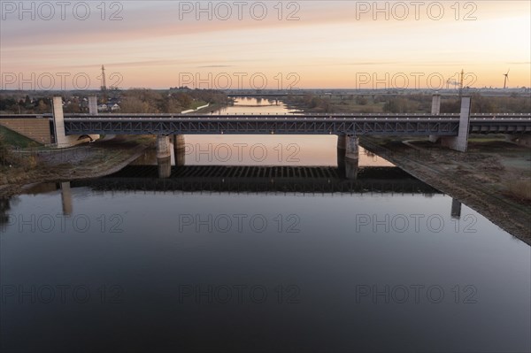 Sunset at the Magdeburg waterway junction