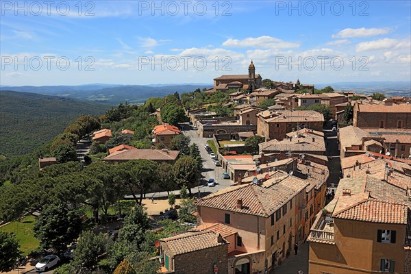 View from the Fortezza over the village of Montalcino and the countryside