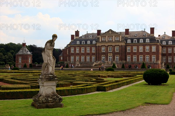 View across one of the lawn parterres to the main building