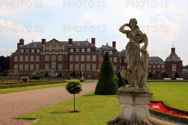 View across one of the lawn parterres to the main building