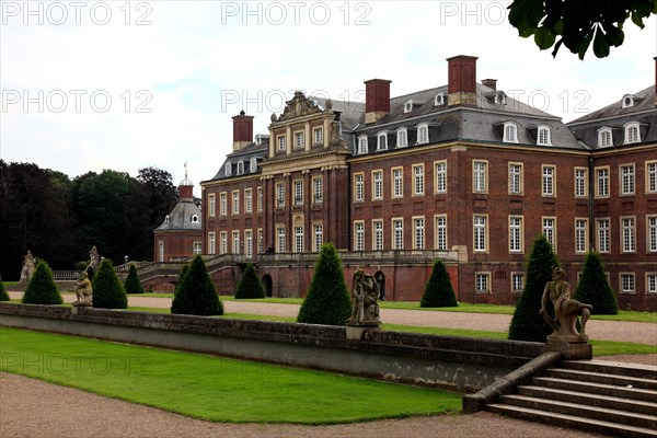 View across one of the lawn parterres to the main building