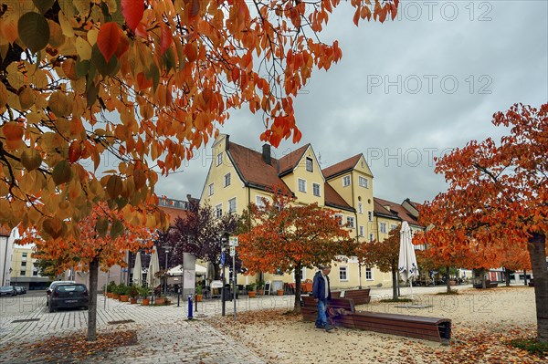 Autumnal St. Mang Square with almond trees