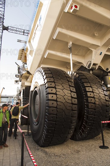 Giant tyres of a Mamut earthmover