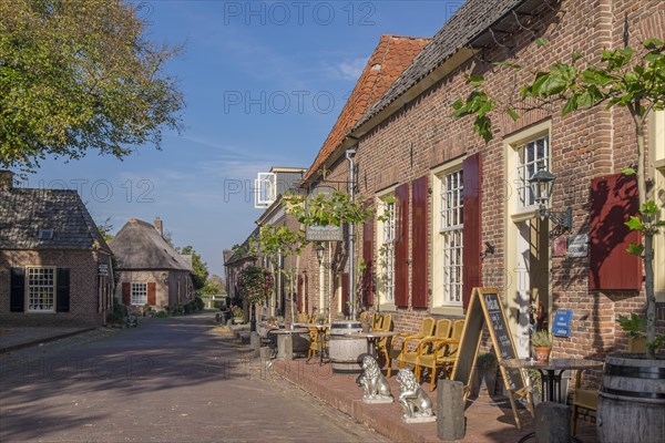 Street with brick houses in the small town of Bronckhorst