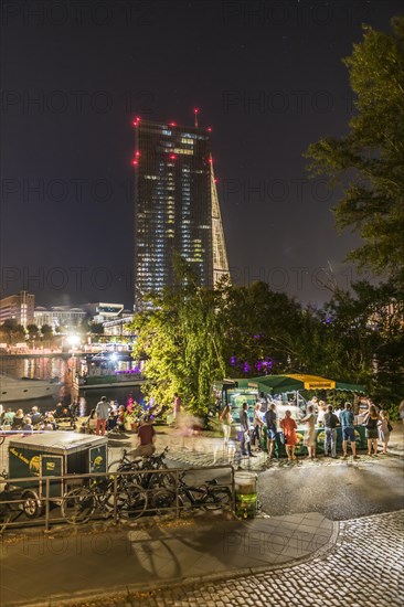 Summer festival on the Main with the European Central Bank ECB in the evening