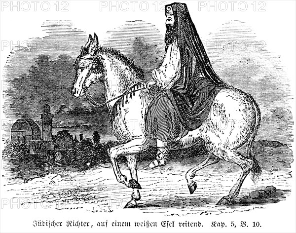 Jewish judge riding on a white donkey