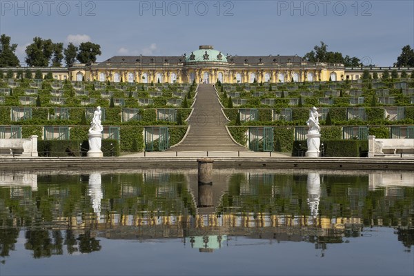 Sanssouci Palace with reflection
