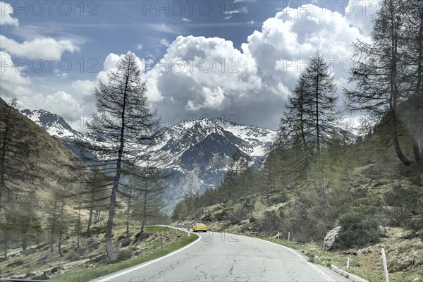 Mountain road near Passo di Valparola Valparola Pass in Alps
