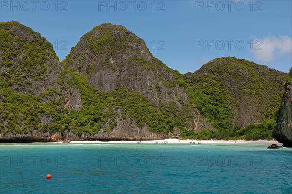 View of beach filming location for movie location The Beach Maya Bay with Leonardo di Caprio