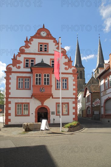 Renaissance Town Hall with Tail Gable and Church Towers in Gonsenheim