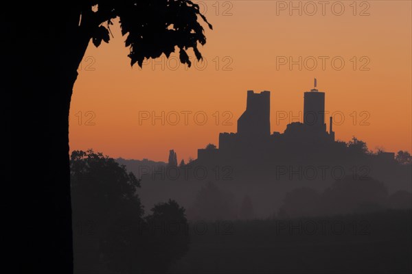 Muenzenberg Castle in front of sunrise