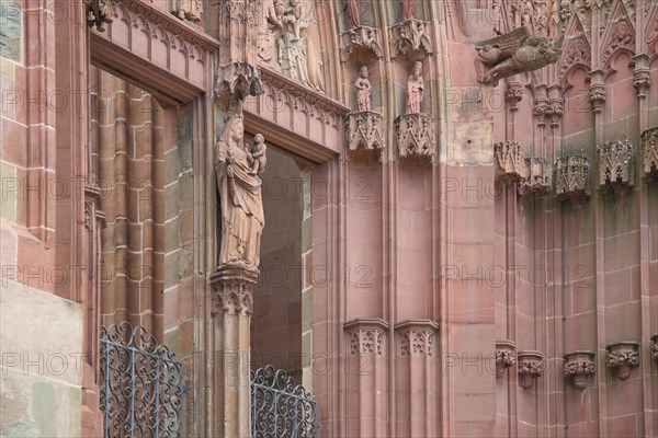 Detail on the cathedral with Madonna figure and ornaments
