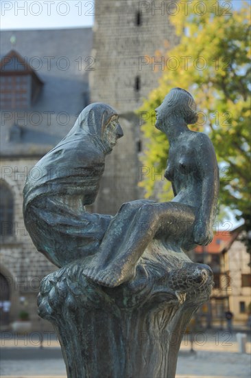 Sculpture Young and Old Woman by Bernd Goebel 1989