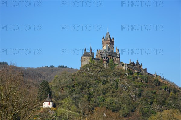 View of Reichsburg Castle built 12th century Landmark and Plague Chapel