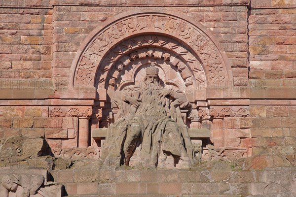 Emperor Barbarossa statue in red stone