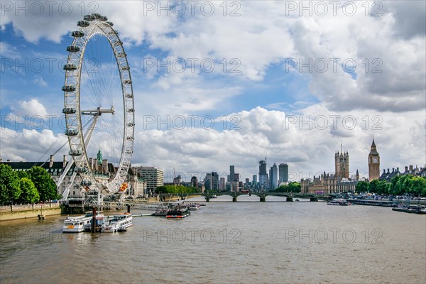 London Eye Ferris Wheel on the banks of the Thames