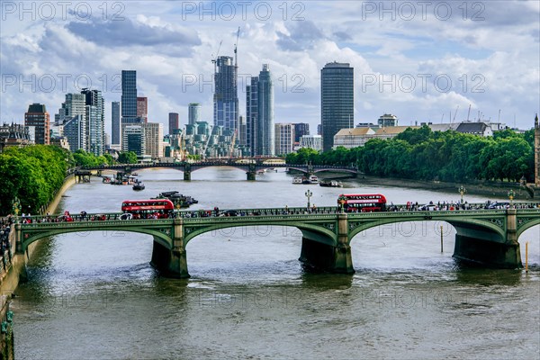 Westminster Bridge over the Thames with Skyline