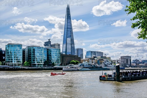 Thames Embankment with The Shard skyscraper