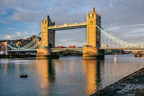 Tower Bridge over the Thames in the evening sun