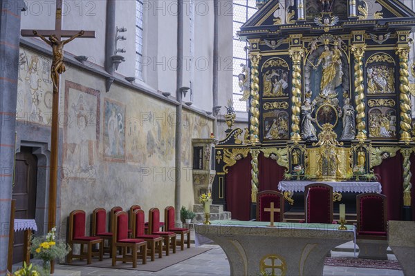 Baroque altar and frescoes in the Church of St. James