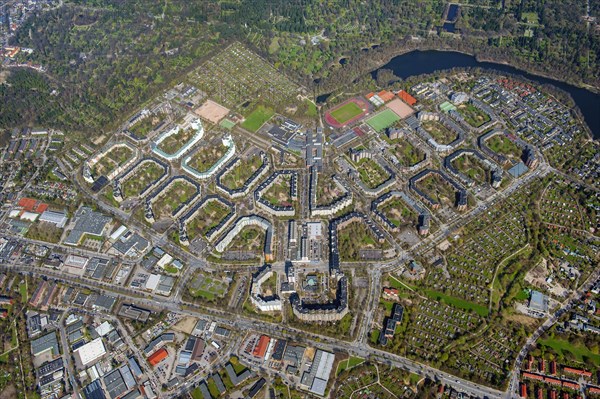 Aerial view of the large housing estate Steilshoop