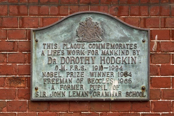 Memorial plaque for Nobel Prize Winner