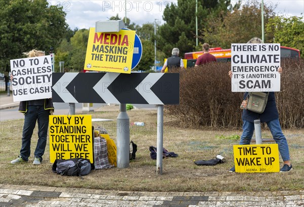 Protest at busy roundabaout