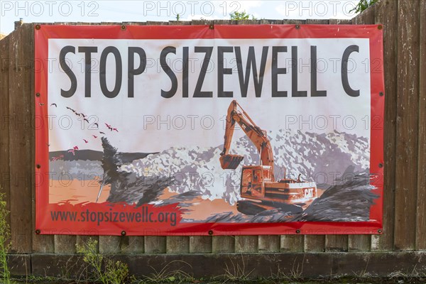 Campaign poster about stopping construction of Sizewell C nuclear power station