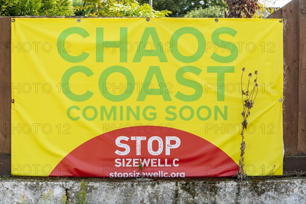 Campaign poster about stopping construction of Sizewell C nuclear power station