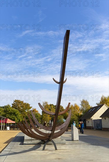 Steel frame of ship burial