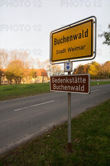Entrance sign to beech forest near Weimar