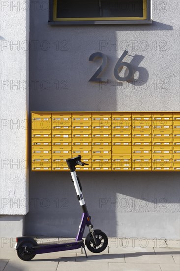 Many letterboxes at a student housing complex