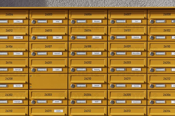 Many letterboxes of a student housing complex