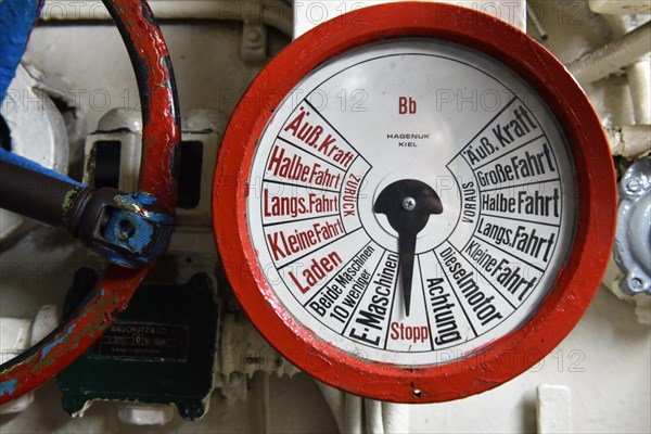 Machine telegraph in a submarine in Kiel