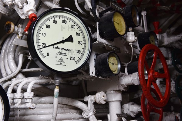 Depth gauge in a submarine in Kiel