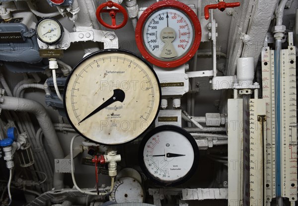 Depth gauge in a submarine in Kiel