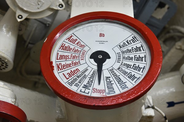 Machine telegraphs in a submarine in Kiel