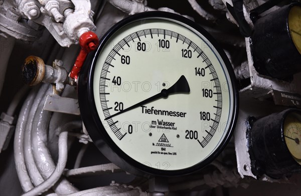 Depth gauge in a submarine in Kiel