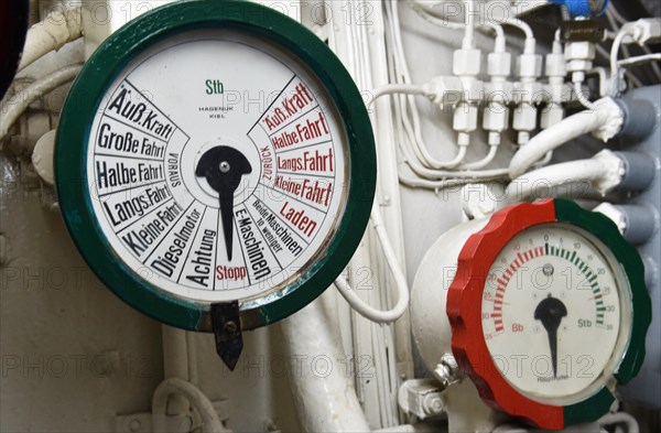 Machine telegraph in a submarine in Kiel