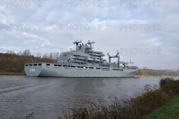 German Navy supply ship in the Kiel Canal