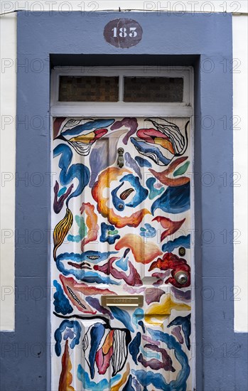 Colourfully painted door