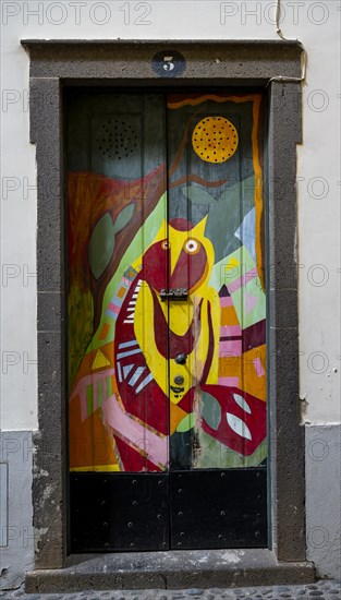 Colourfully painted door