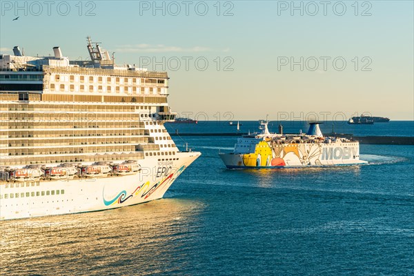 Norwegian Epic and Moby Cruise Ships in Port of Livorno