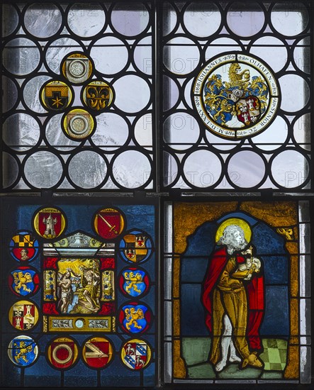 Two coloured glass paintings from the 16th century