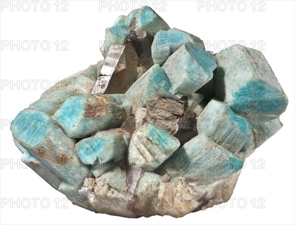 Microcline Feldspar var. Amazonite with Quartz