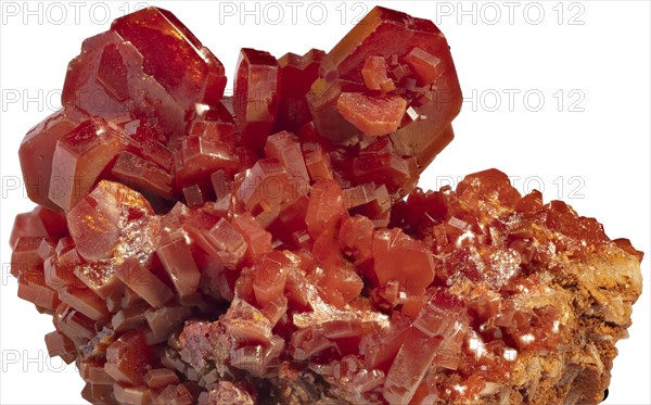 Vanadinite is a mineral belonging to the apatite group of phosphates and a lead chlorovanadate from Mexico