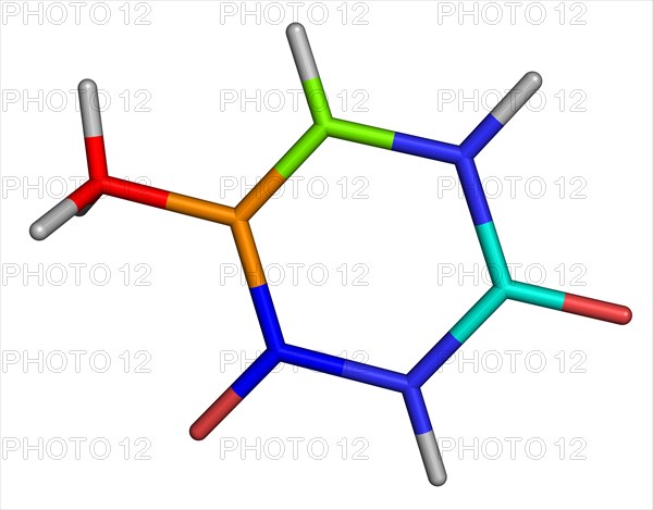 Thymine is one of the four bases in the nucleic acid of DNA that make up the letters ATGC. The others are adenine