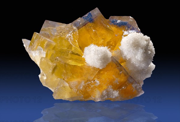 Strontianite on Fluorite