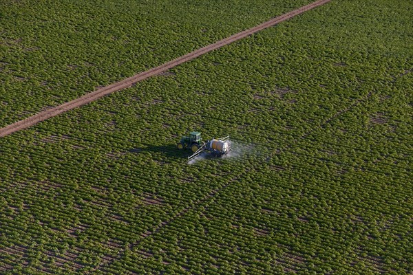 Spraying Liquid Ammonia on Crops