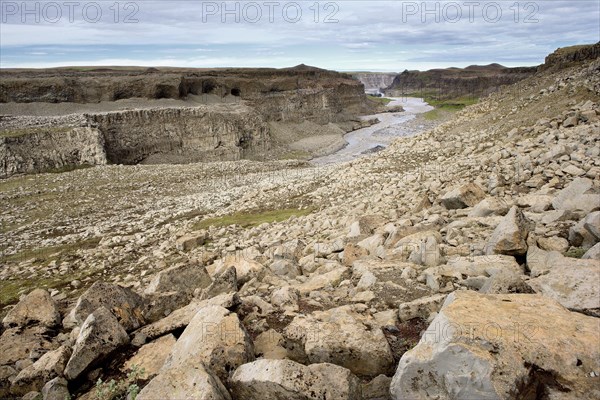 Jokulsa A Fjollum River Canyon showing Eroded Basalt Rock